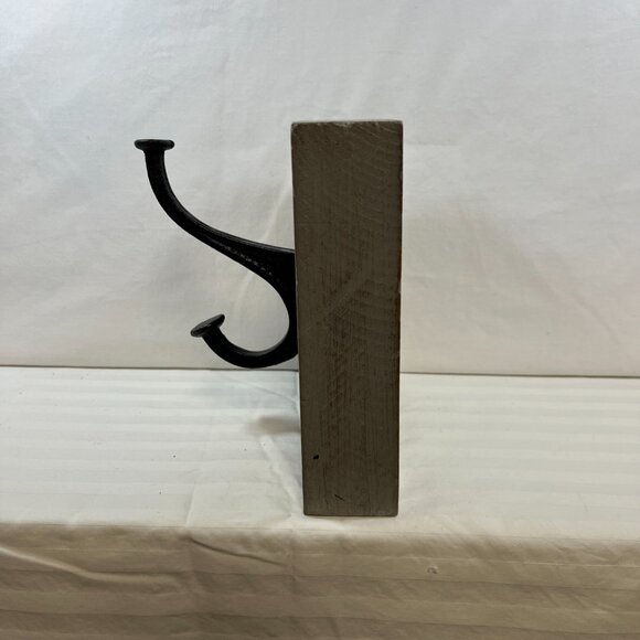 HAND CARVED INDIA WOODEN WALL HOOK WITH WROUGHT IRON DECORATIVE CLOSET COAT - Picture 3 of 7